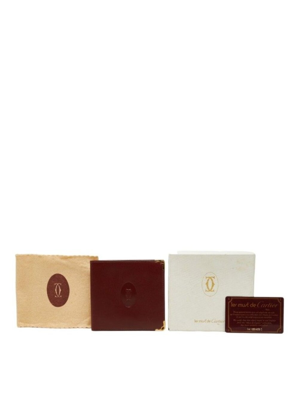 Cartier Must Line Bifold Wallet Billfold Bordeaux Leather - Picture 10 of 10